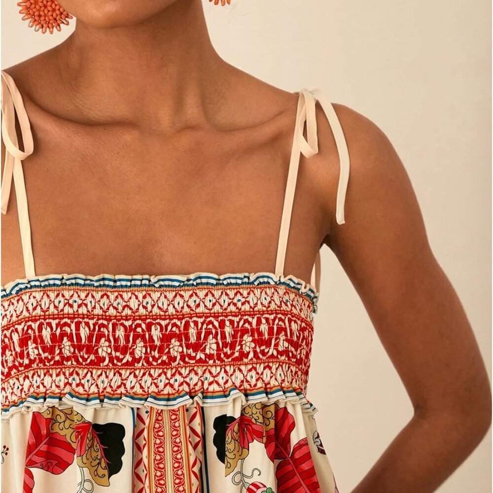 Women's Boho Floral Sleeveless Maxi Dress Summer Casual Beach Vacation - Picture 4 of 5